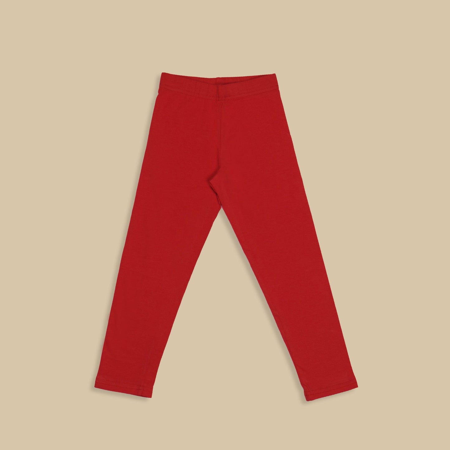 Body Care Girls Red Cotton Blend Full Length Leggings