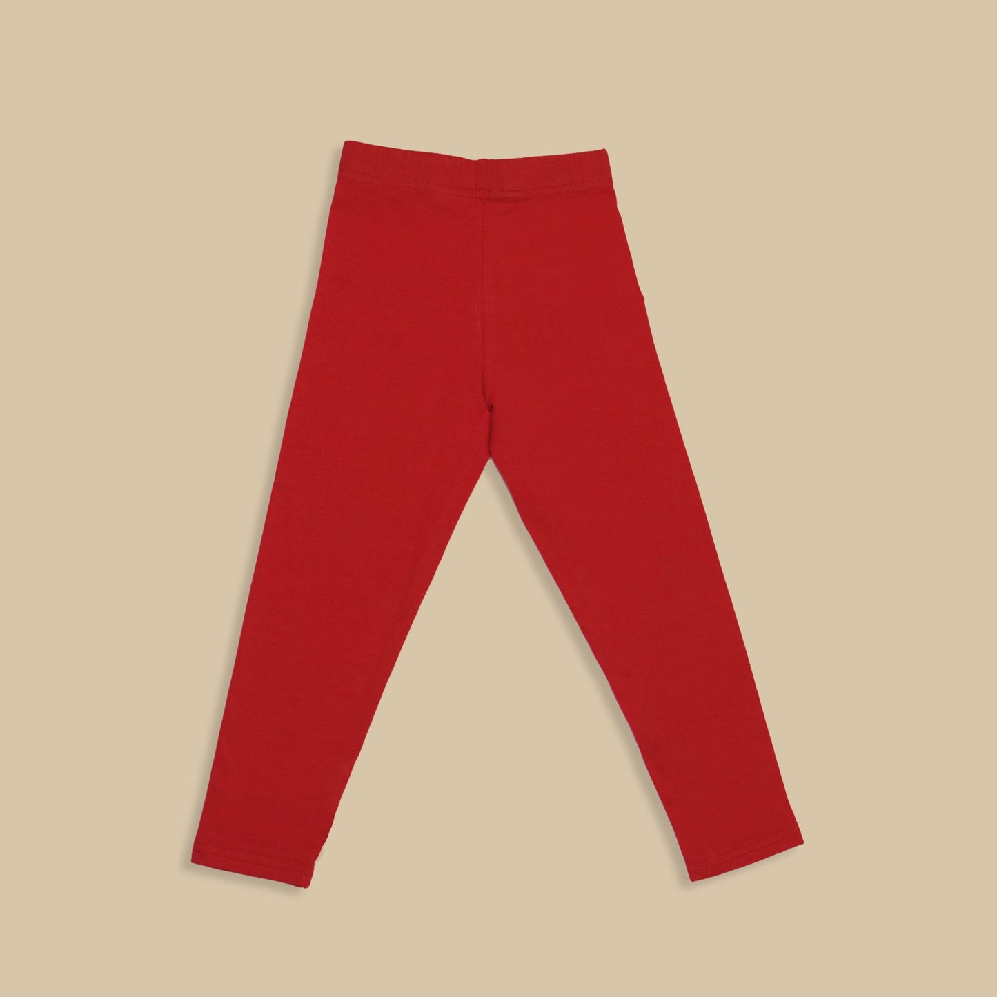 Body Care Girls Red Cotton Blend Full Length Leggings