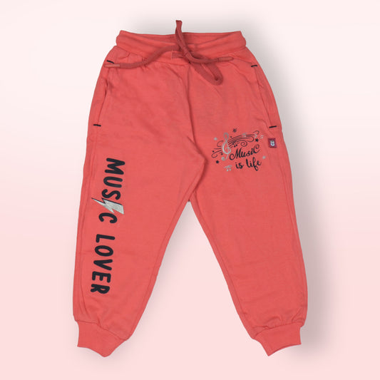 BONKERZ Girls’ Red Warm Jogger Pants – 2 Pockets, Cozy Sinker Fabric