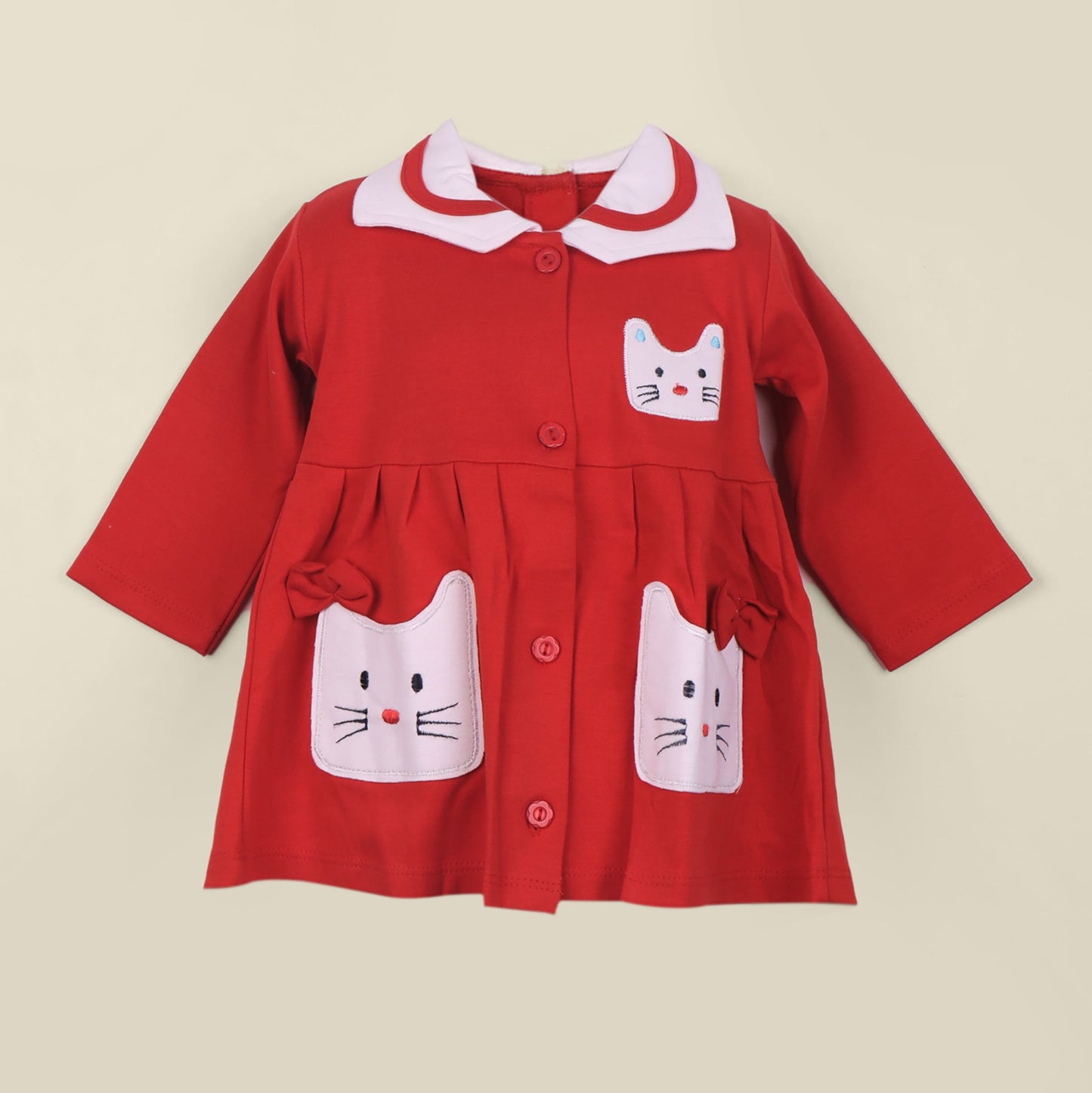 Twirl in style with Piu’s red frock & leggings—extra soft cotton and charming applique!