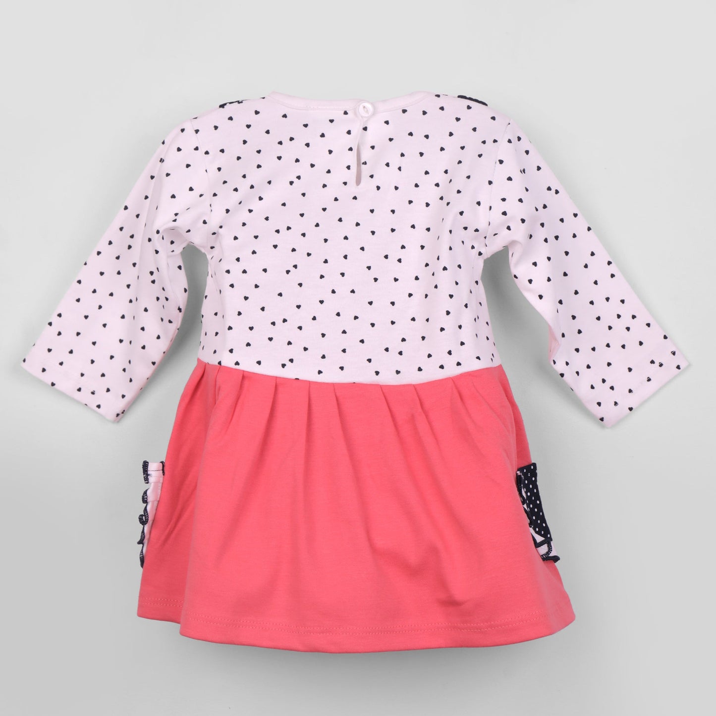 Brighten her day in Piu’s red frock—embroidery, 3/4 sleeves, and comfy leggings!