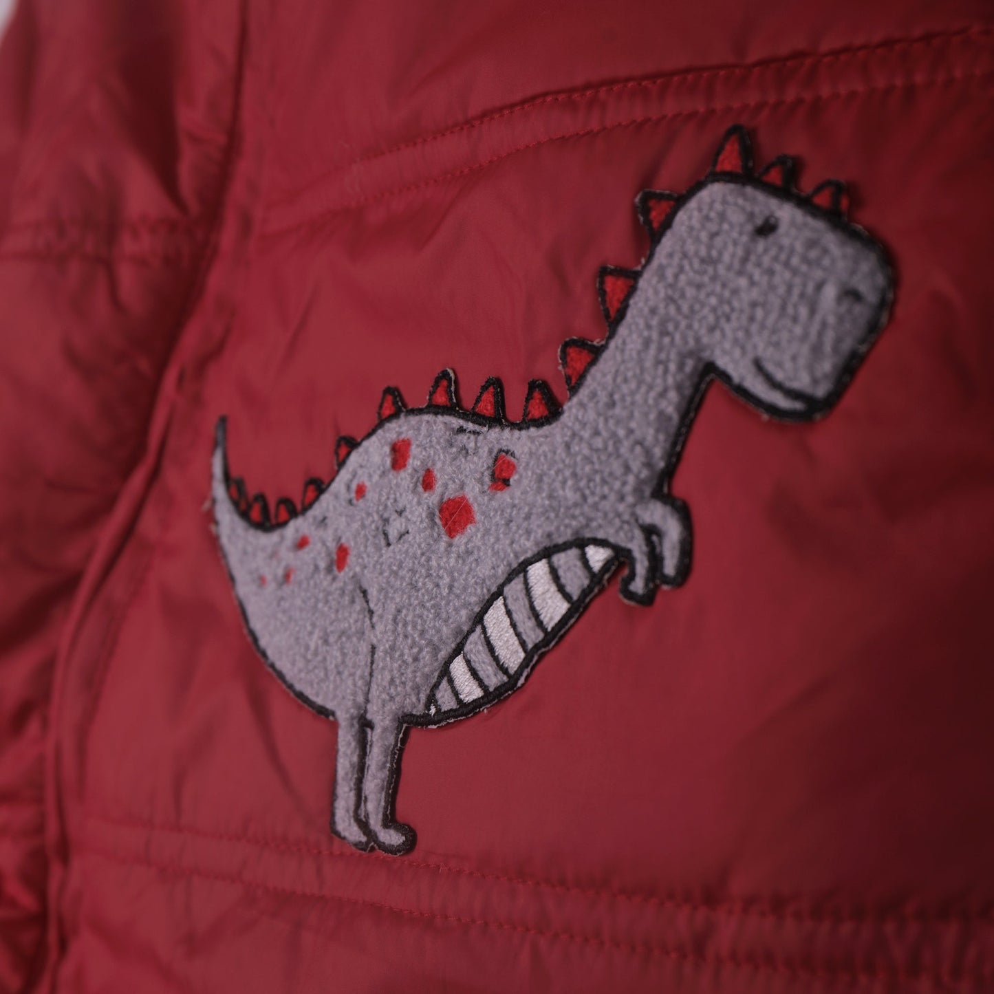 Cozy & Cute: Little Kangaroos Boys Red Applique Romper with Front Zipper & Full Length