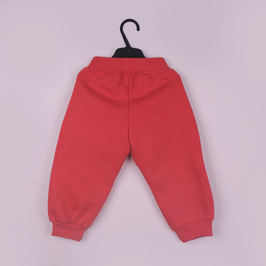 Red Cotton Joggers with Pockets for Girls by Little Kangaroos | Slip-On Regular Fit