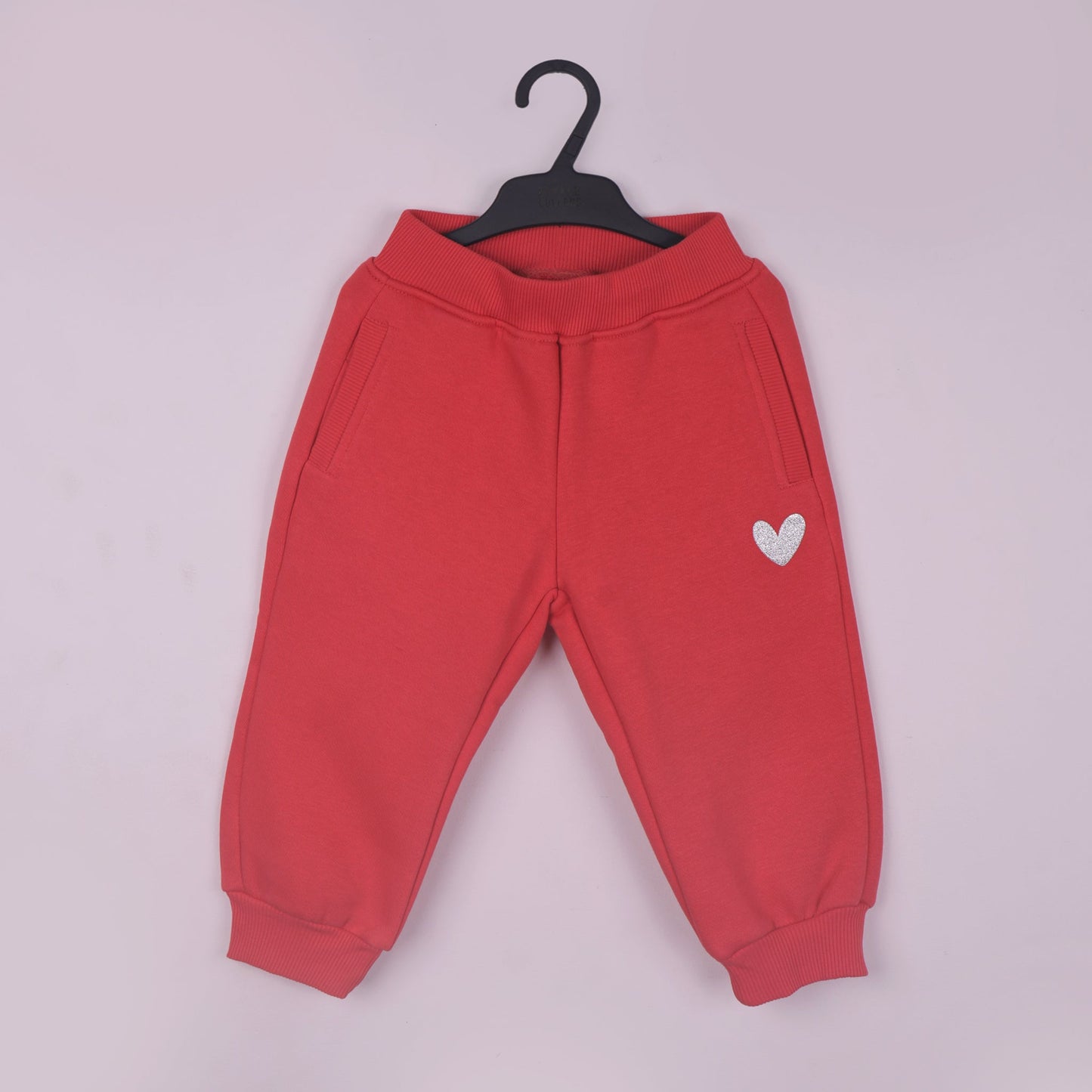 Red Cotton Joggers with Pockets for Girls by Little Kangaroos | Slip-On Regular Fit