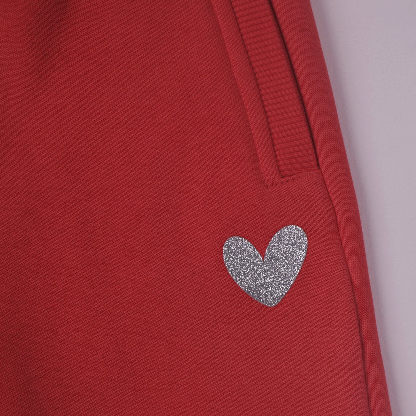 Red Cotton Joggers with Pockets for Girls by Little Kangaroos | Slip-On Regular Fit