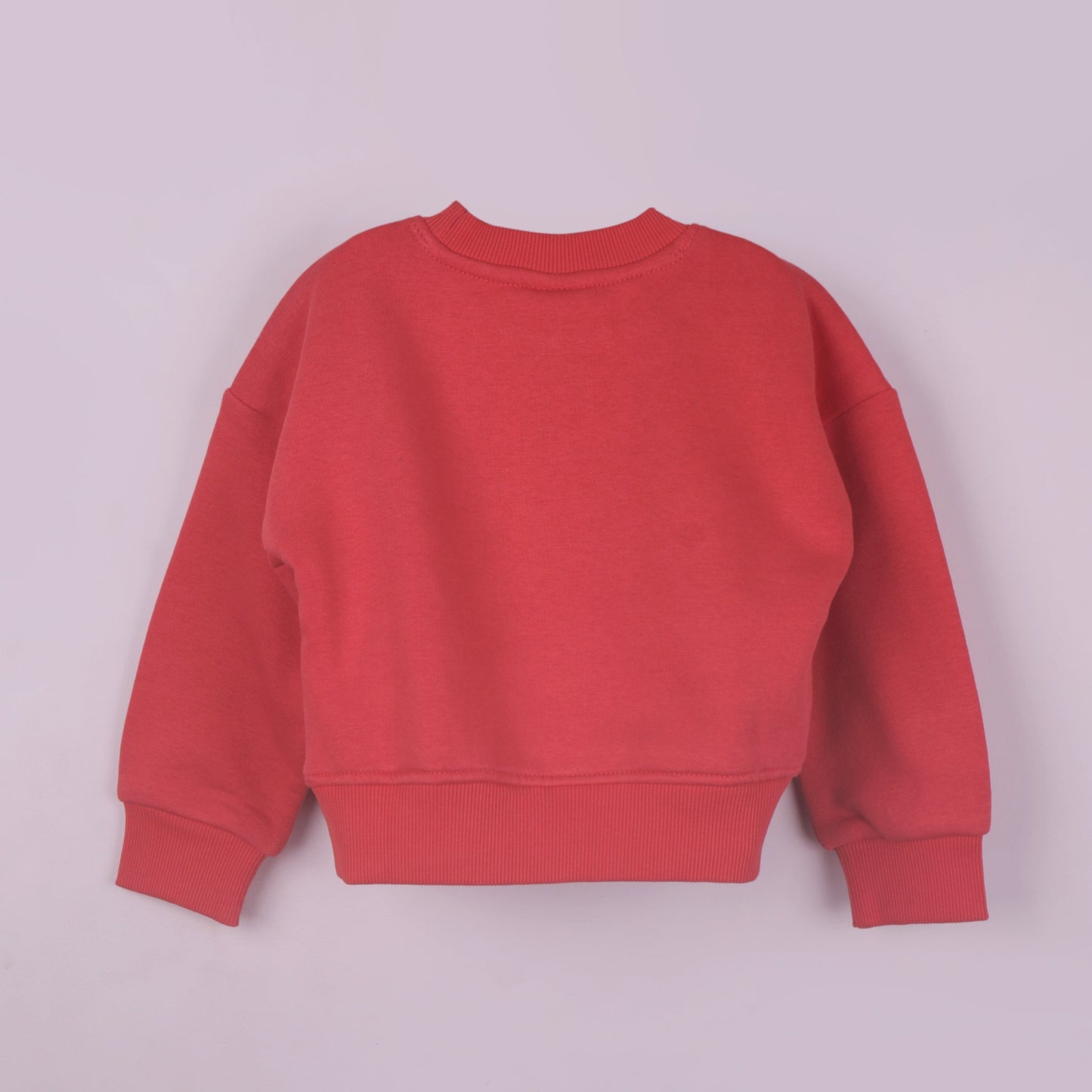 Full Sleeve Red Cotton Sweatshirt for Girls | Little Kangaroos ‘Good Day’ Smart Outdoor