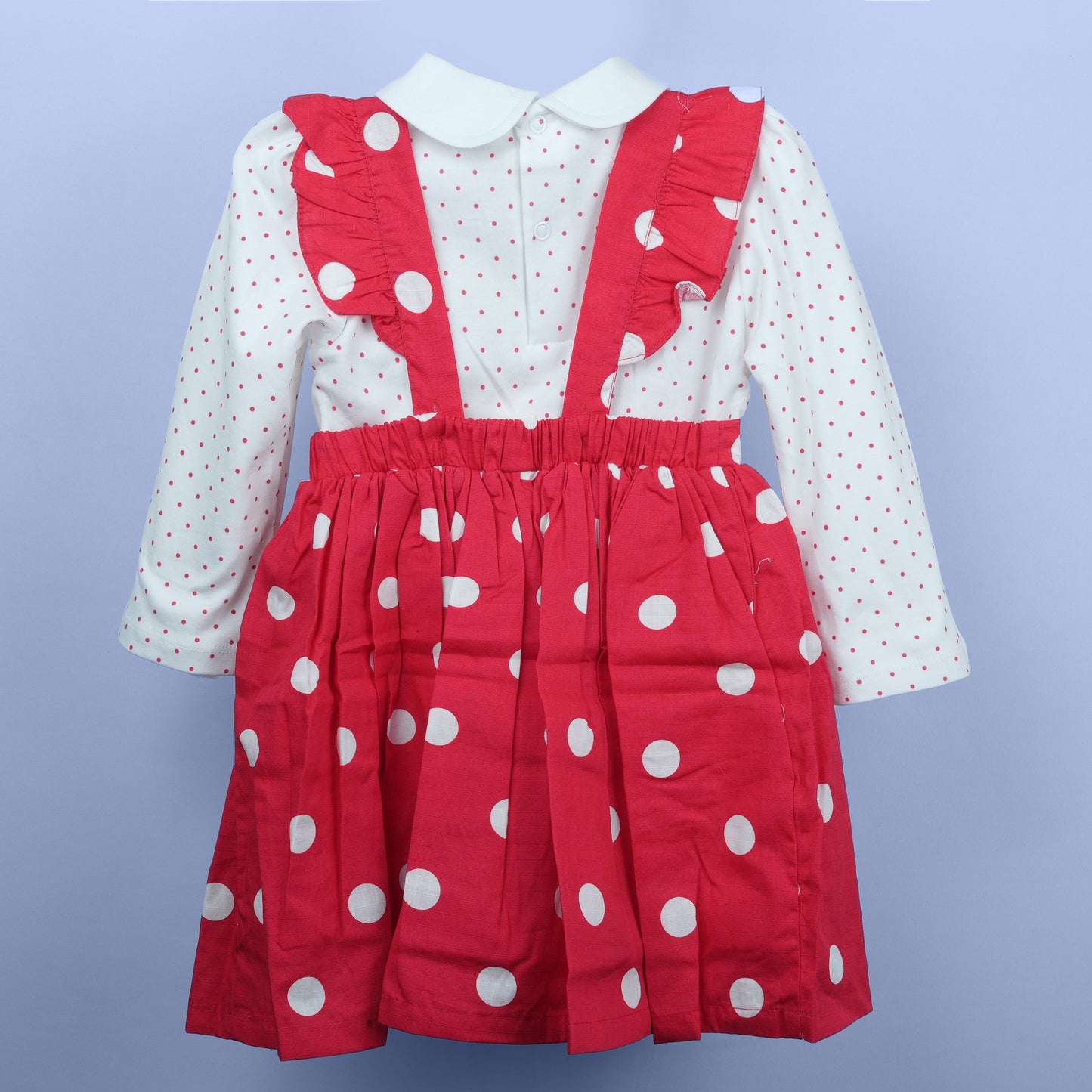 Classic Charm – Red Cotton Blend Frock & Tee Set