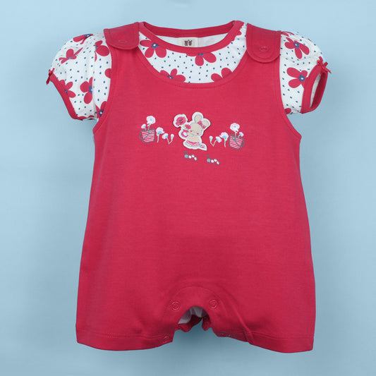 Little Darling – Red Printed Romper with T-shirt