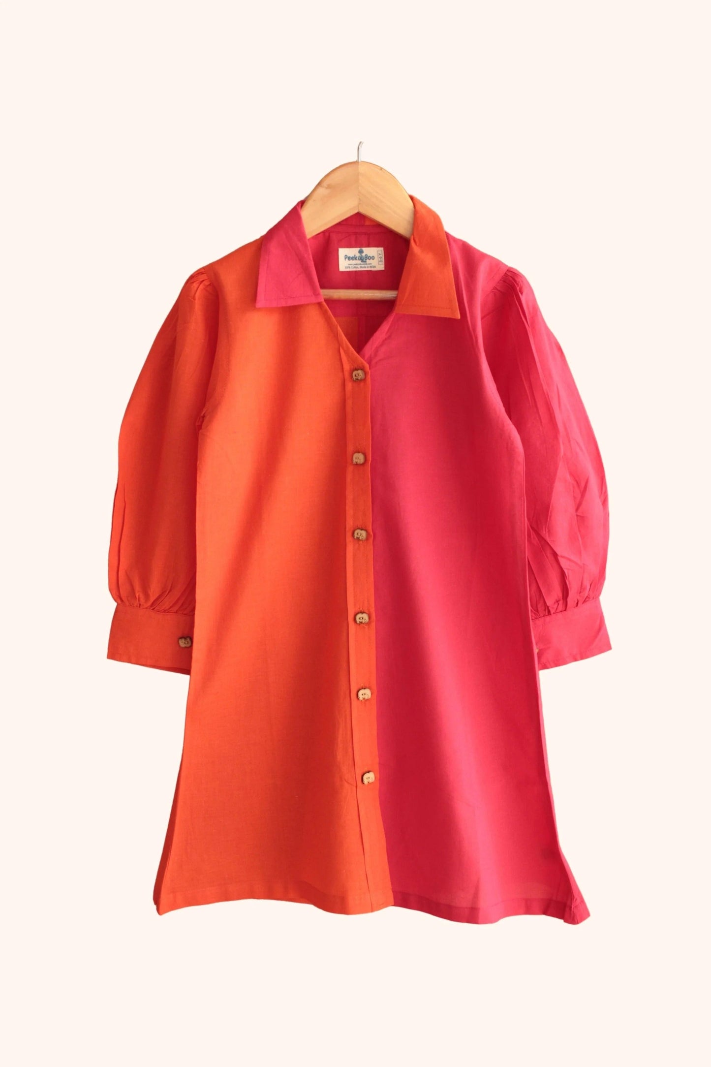 Bright Days Red Solid Polo Shirt – Peekaboo Soft Cotton, Full Sleeve Design