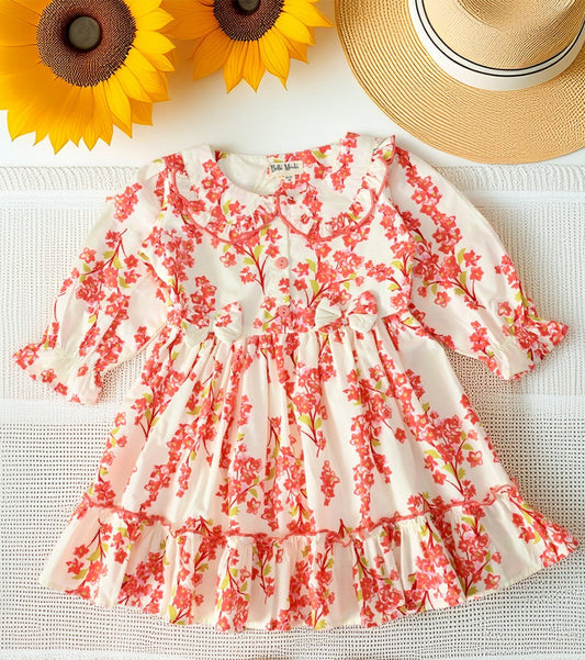 Mini Princess: Red Printed Frock by Bella Moda