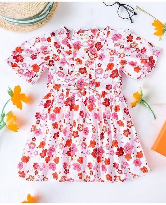 Twirl-Worthy: All Over Prints All-Season Party Dress in Red