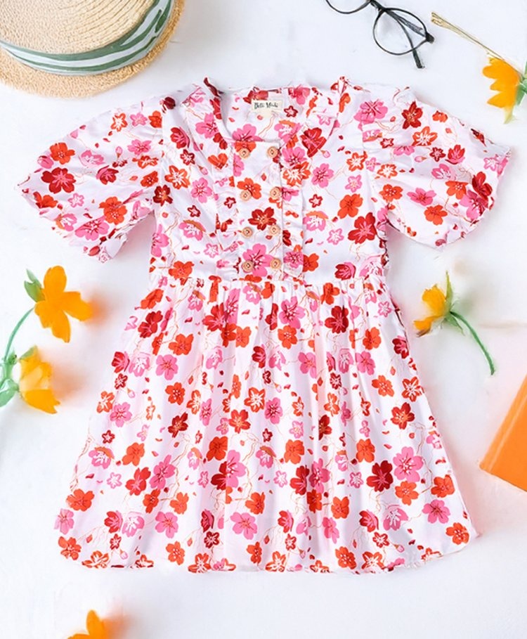 Twirl-Worthy: All Over Prints All-Season Party Dress in Red