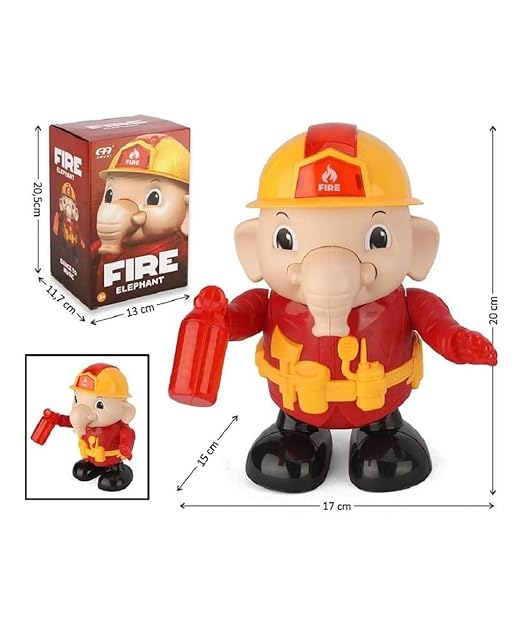 Lumo Musical Fire Elephant Toy with Colourful 3D Light Effects & Music Amazing Dancing Action Moves Best Gift for Kids Red