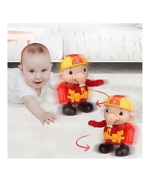 Lumo Musical Fire Elephant Toy with Colourful 3D Light Effects & Music Amazing Dancing Action Moves Best Gift for Kids Red