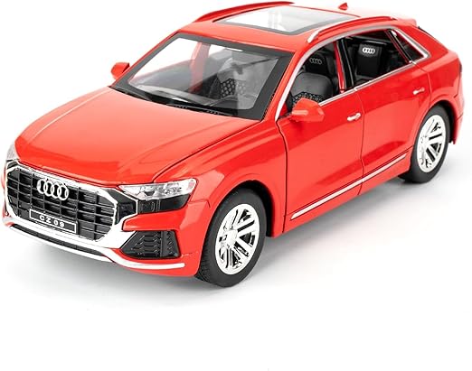 Audi Q8 1:24 Model Car with Openable Doors Alloy Pull Back Toy car with Sound and Light for Kids Boy Girl Gift (1:24 Audi Q8 -Red)