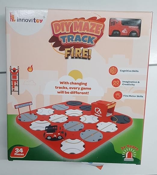 Innovitoy DIY Maze Track Fire – 34-Pc Changing Track Cognitive Skill Set