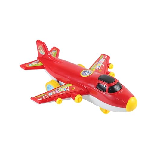 Battery-Operated Toy Airplane for Kids – Bump & Go Action with Lights and Music (Red, Ages 3+)