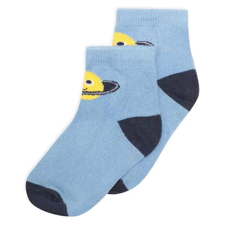 Ocean Breeze Navy & Sky Blue Socks – Soft Cotton Blend with Playful Prints
