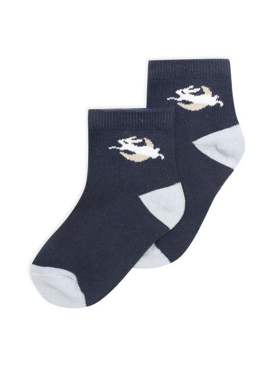 Comfort Colors Placement Print Socks – Navy & Sky Blue Cotton Blend Pack of 3