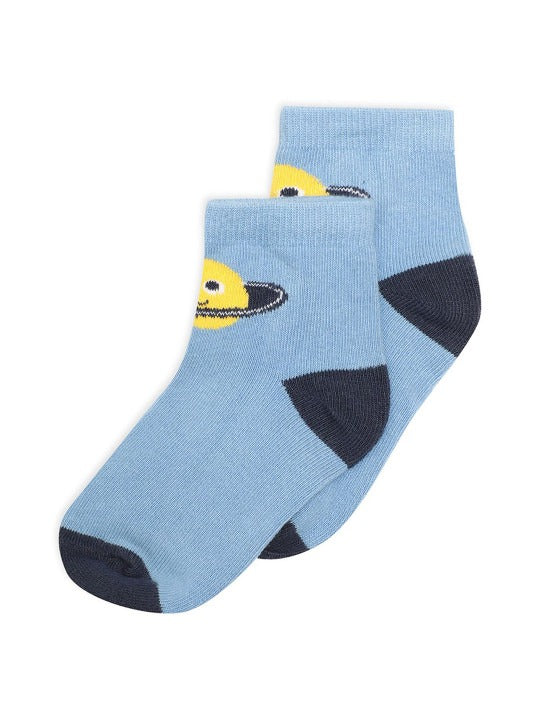 Comfort Colors Placement Print Socks – Navy & Sky Blue Cotton Blend Pack of 3