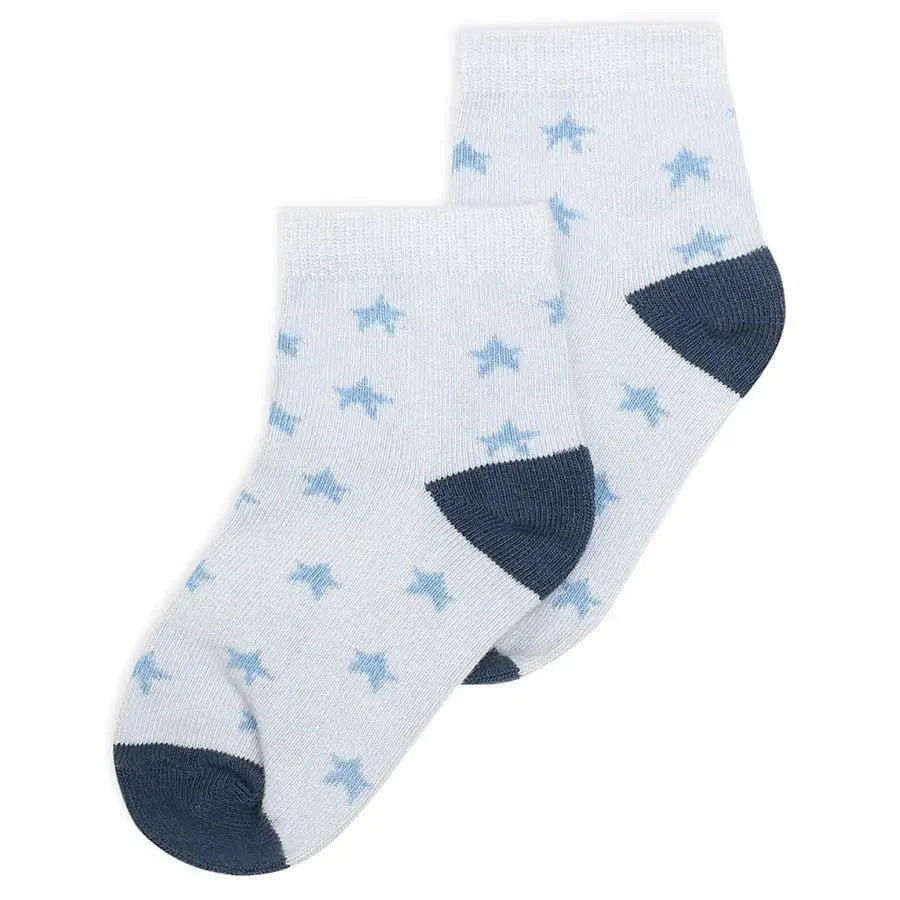 Fresh Tides Placement Print Socks – 3 Pairs Navy & Light Blue Comfortable Cotton Blend
