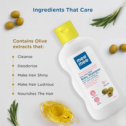 Mee Mee 400ml Baby Shampoo - Olive Enriched, Sulfate/Paraben-Free