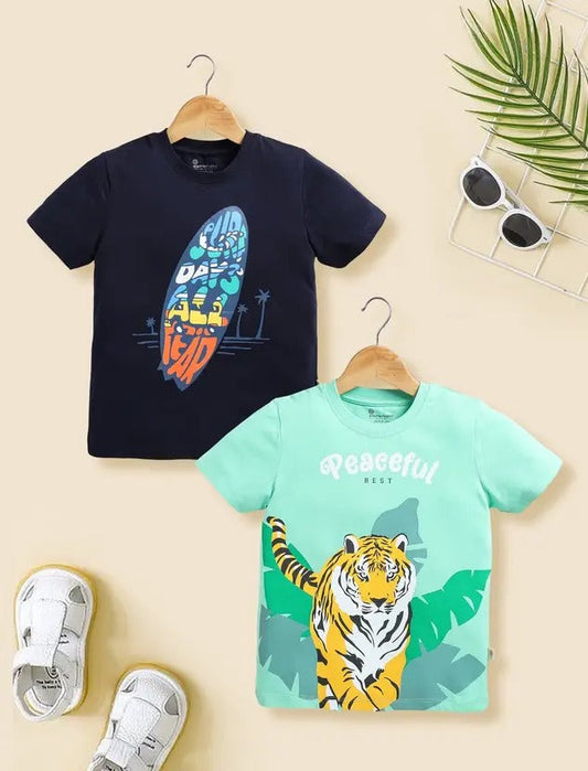 Elemenopee boys’ 2-pack T-shirts: comfy cotton, vibrant colors, and beachy playful prints!