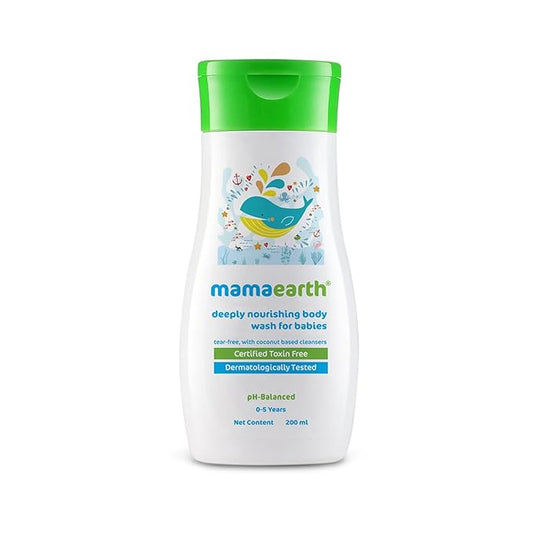 Mamaearth Deeply Nourishing Baby Body Wash – 200ml | Tear-Free Cleanser with Coconut Oil, Orange Essential Oil & Aloe Vera