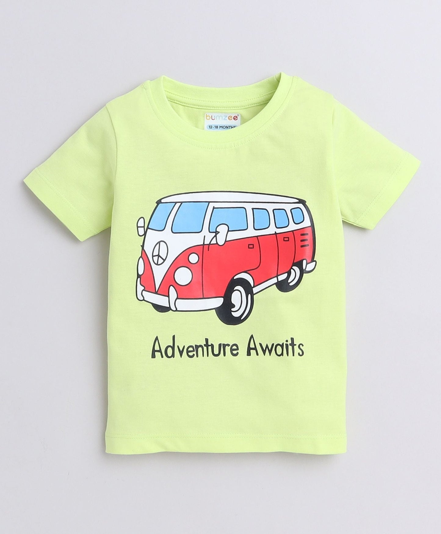 Adventure awaits in Bumzee’s boys’ 2-pack tees—navy and neon green with bold prints!