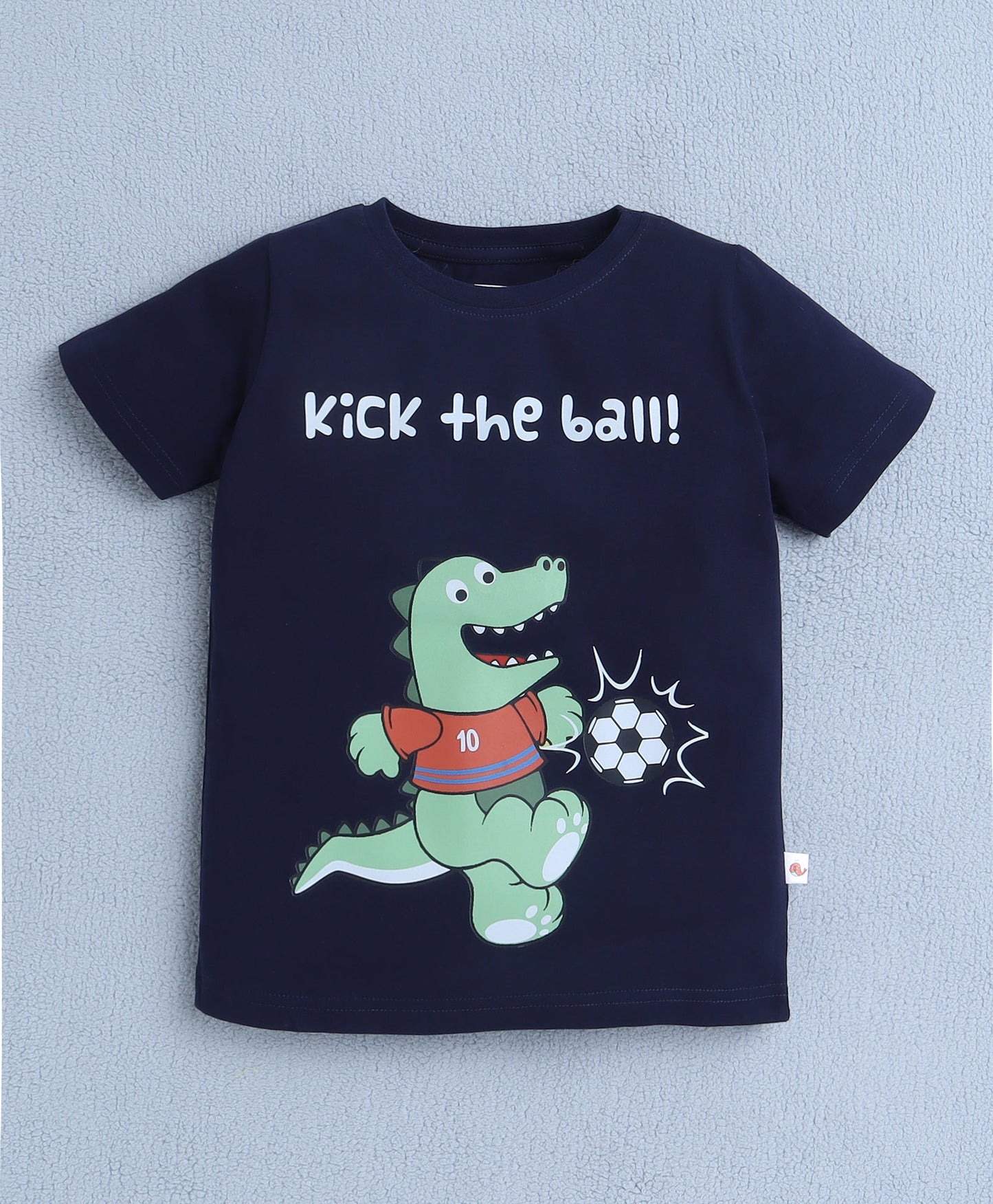Game On! Bumzee Boys’ “Kick the Ball!” Cotton T-Shirt Pack – Navy Blue & Neon Green