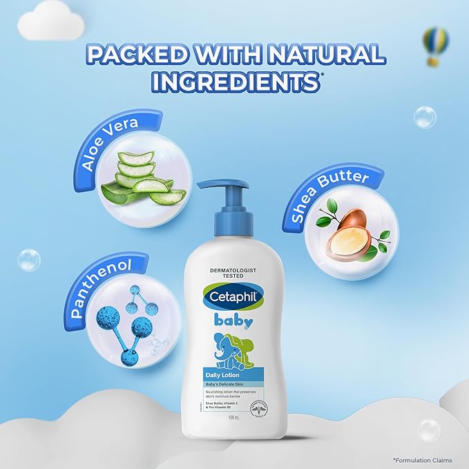 Cetaphil Baby Lotion Shea Butter Scented, Mineral Oil & Paraben Free, Hypoallergenic for All & Sensitive Skin  – 400 ml