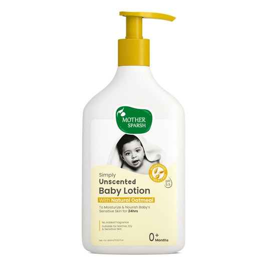 Mother Sparsh Simply Unscented Baby Lotion - Gentle & Nourishing for Sensitive Skin - 400ml