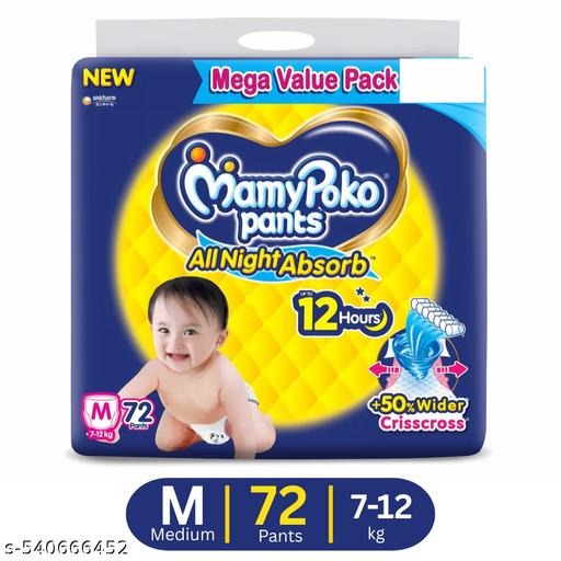 MamyPoko Pants All Night Absorb Baby Diapers | Medium (M) | 72 Count - (7-12 kg)