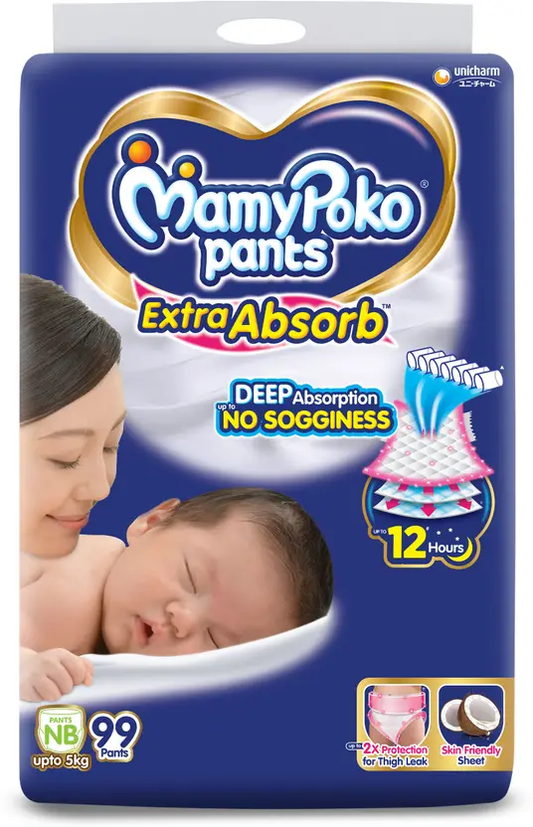 MamyPoko Pants Extra Absorb Baby Diapers,0-5 kg - New Born  (99 Pieces)