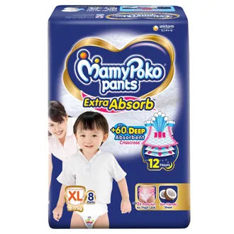 MamyPoko Extra Absorb Diaper Pants XL, 8 Count