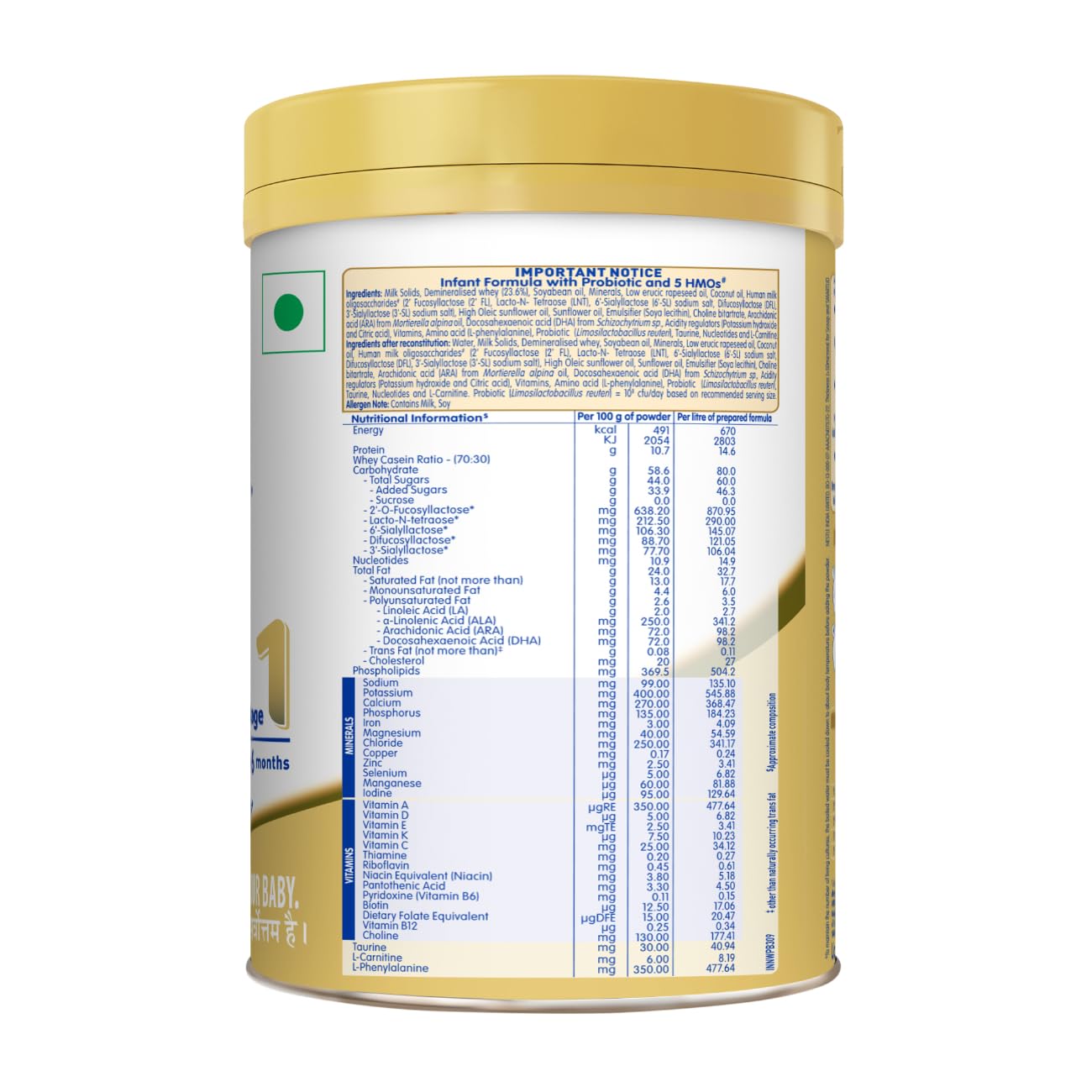 Nestle EXCELLAPRO Stage 1 Milk Powder with HMOs & Probiotic for Babies (Up To 6 Months), 400g Tin With Smartlid