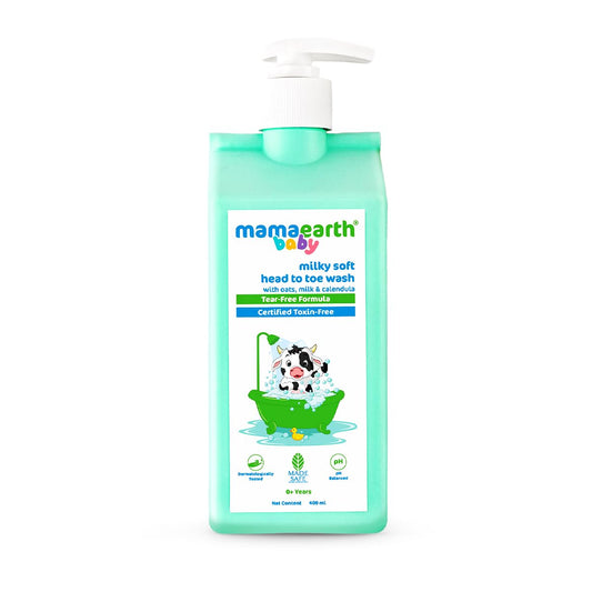 Mamaearth Milky Soft Head to Toe Wash for Babies, 2-in-1 Tear-Free Body Wash & Shampoo