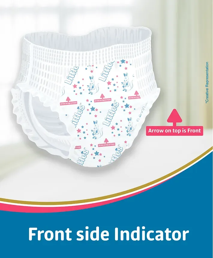 Little's Comfy Baby Pants Diapers Medium Size with Wetness Indicator and 12 hours Absorption, M (32 count)