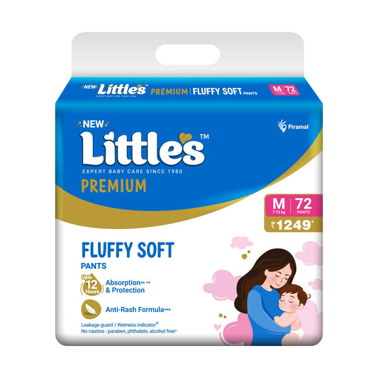 Little's Comfy Baby Pants Diapers Medium Size with Wetness Indicator and 12 hours Absorption, M (72 count)