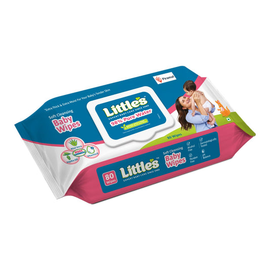 Little's Soft Cleansing Baby Wipes with Lid Pack (80 Wipes)