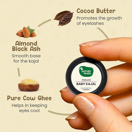 Mother Sparsh 100% Natural Baby Kajal, Zero Lead, Almond & Pure Cow Ghee, 5g