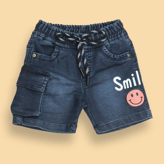 Mikkie House Navy Blue Cotton Unisex Knee-Length Shorts with Drawstring Closure