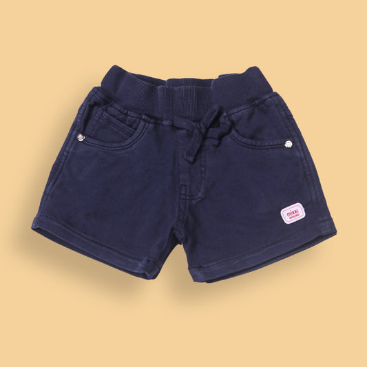 Mikkie House Girls Navy Cotton Solid Shorts with Pockets