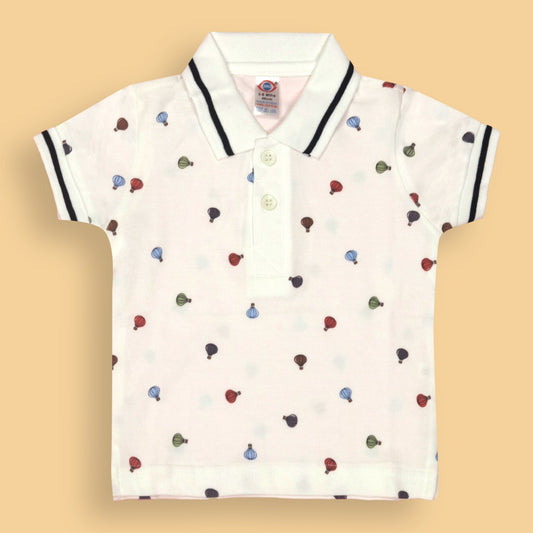 Zero Boys Navy Blue Cotton Printed Collar Neck T-shirt