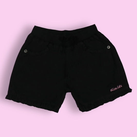 OlioKids Girls Cotton Blend Elasticated Pull-On Shorts - Navy Blue