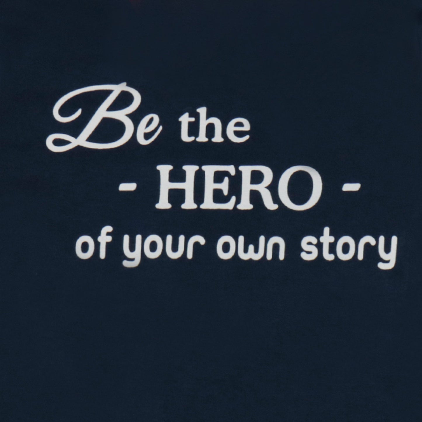 NIOMODA Boys’ Warm Essential – Navy Blue Full Sleeve Cotton Tee, Be the Hero of Your Own Story Motivational Print