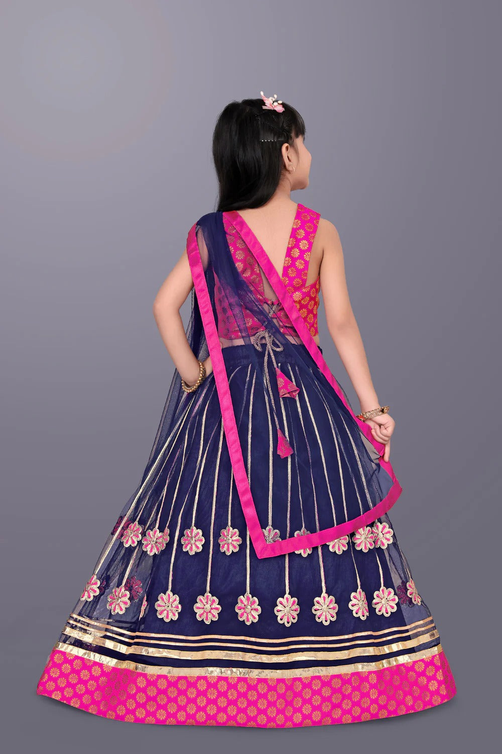 Satyam Fab Girls’ Navy Blue Lehenga Choli | Perfect for Parties & Festivals
