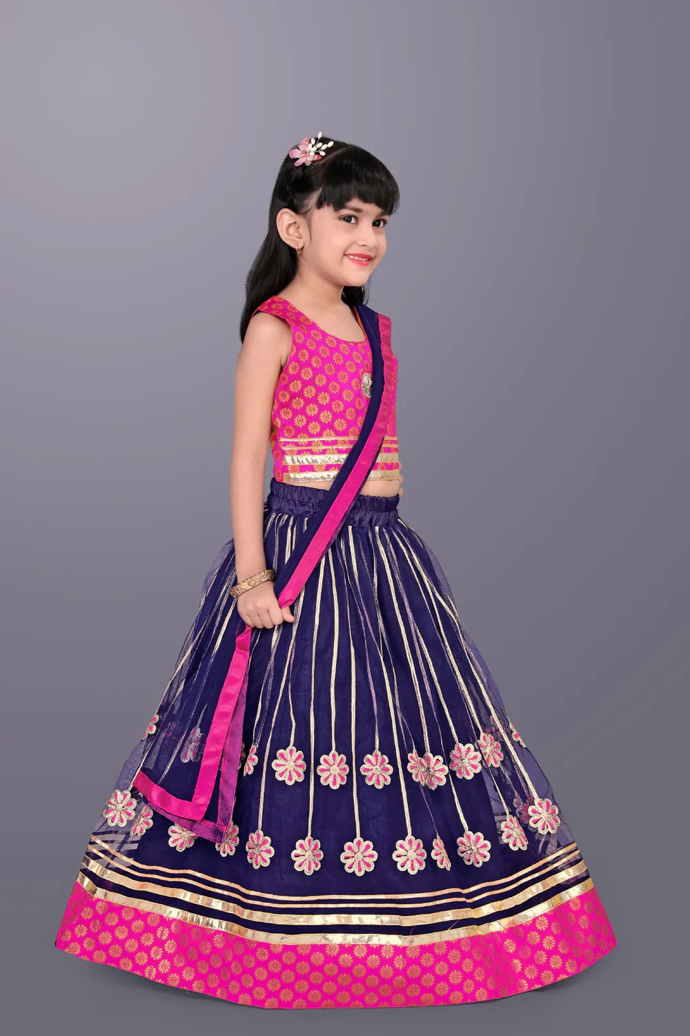 Satyam Fab Girls’ Navy Blue Lehenga Choli | Perfect for Parties & Festivals