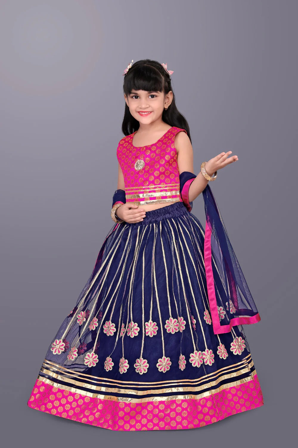 Satyam Fab Girls’ Navy Blue Lehenga Choli | Perfect for Parties & Festivals