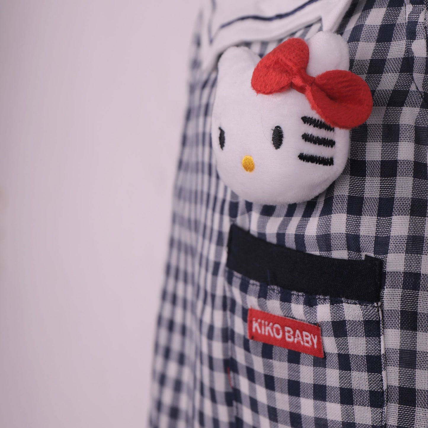Smart Outdoor Navy Blue Checked Frock with Peter Pan Collar & Panty by KIK Original